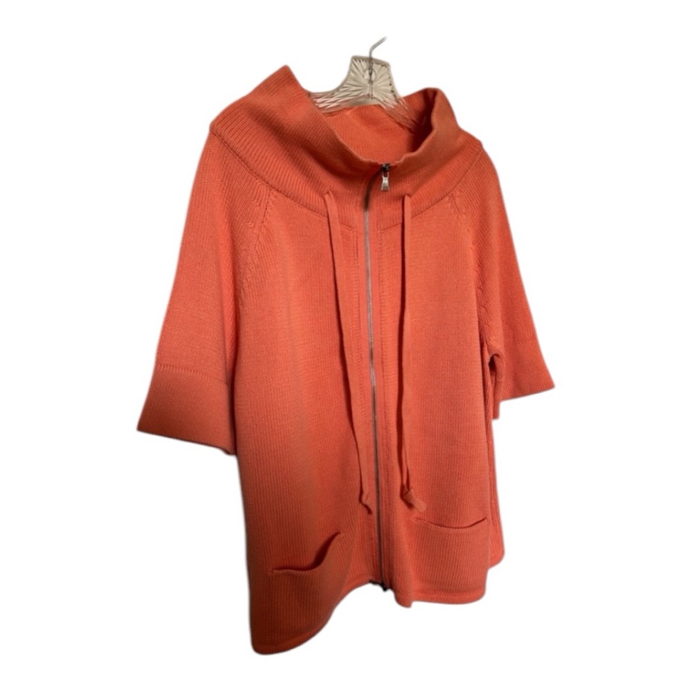 Talbots Coral zip up short sleeve sweater size 1X
